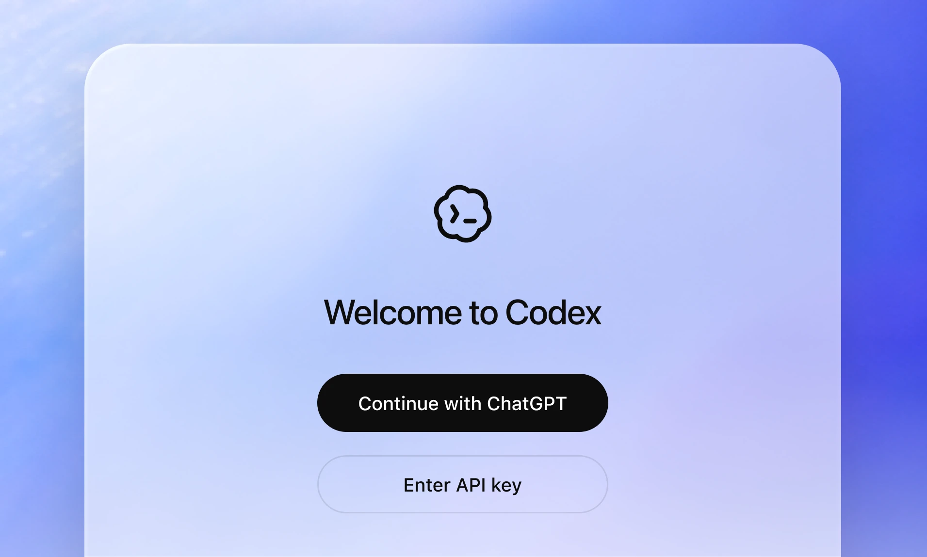 OpenAI Codex 官方当前入门页面中的桌面端登录界面